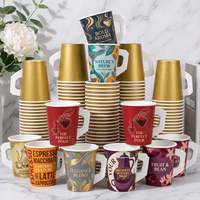 Gobelets à café jetables en papier kraft écologiques et recyclables, personnalisables en gros, avec poignée pliable et logo imprimé sur mesure, pour boissons énergisantes