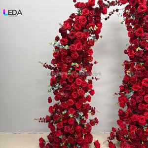 LEDA Hot Selling Customized Broken Red <b>Flower</b> Arch Backdrop Soft <b>Artificial</b> <b>Flowers</b> for Valentine's Day Event Decoration - Product Image 2