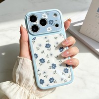 Nouvelle coque de téléphone pour filles, design brillant en verre, motif floral lys, pour iPhone 13 14 15 16 17 Pro Max, coque anti-rayures