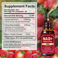 Complément Liquide Liposomal NAD+ 1200mg Marque Blanche OEM, Gouttes Végétaliennes Sans Sucre avec Resvératrol pour l'Énergie Cellulaire