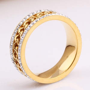 Stainless Steel Gold Plated Rotatable Cuban Link Chain Pinky Thumb Anxiety <strong>Figit</strong> Fashion Mens <strong>Spinner</strong> Jewelry Ring - Product Image 6
