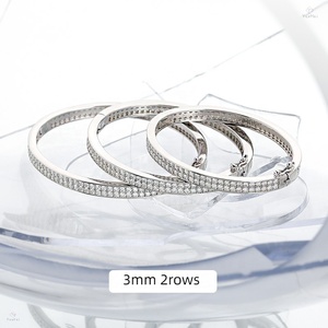 Phụ Nữ Quyến Rũ Phòng Thí Nghiệm Lớn Vvs Phụ Nữ Sang Trọng 925 Sterling Bạc Hai Hàng 2Mm Tất Cả Đầy Đủ Kim Cương Moissanite Vòng Đeo Tay Bangle - Product Image 3