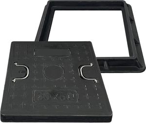 Coperchio per Pozzetto <span class=keywords><strong>in</strong></span> Ghisa Divino, Resistente, per Vialetti e Fosse Settiche, con Base, Quadrato, Nero, Antiscivolo, per Ispezione - Product Image 2