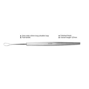 Aier Medical <b>Wire</b> Loop 3x8mm Ultrathin Ophthalmic Surgical Tool Flat Handle Polished Finish 127mm Length - Product Image 1