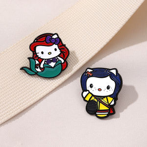 YINI üretici toptan ve özel 2-Piece Kawaii kedi Kimono & Mermaid yumuşak emaye iğne set-eko-çinko sevimli koleksiyon rozeti - Product Image 4