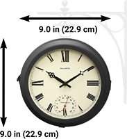 Feitoya — horloge de Station de Train Double face, ronde et noire, en suspension, avec thermomètre, pour décorations de noël en intérieur, 9 pouces