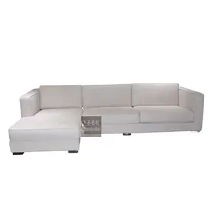 L shape sofa set living room furniture white fabric linen retro cloud sofa couch 2 seater with lounge chaise sectional sofa