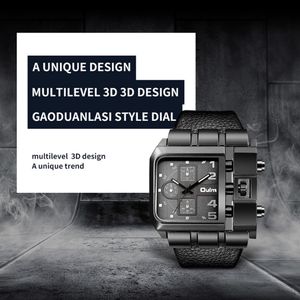 Business Oulm 3364 Montre à Quartz avec Cadran Carré en Cuir pour Hommes - Product Image 4