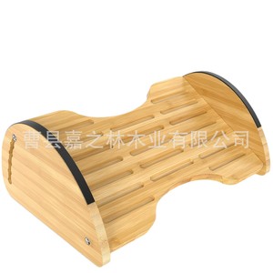Bamboo footstool, <b>solid</b> <b>wood</b> office/home <b>desk</b> under-stool, wooden footrest, adjustable bamboo foot pedal - Product Image 3