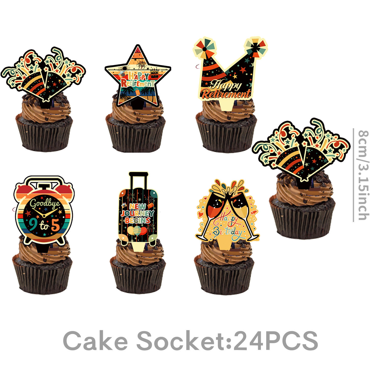 Décoration de cupcakes noire - 24 pièces