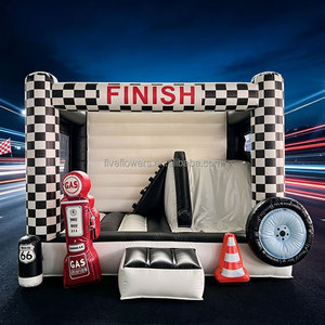 Gonfiabile a Tema <span class=keywords><strong>Auto</strong></span> <span class=keywords><strong>da</strong></span> <span class=keywords><strong>Corsa</strong></span> a Scacchi Bianco e Nero con Scivolo per Noleggio Eventi e Feste - Product Image 3