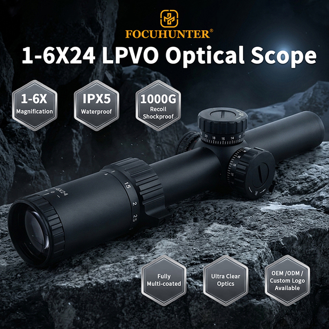 FOCUHUNTER Optics 1-6x24E SFP Spotting Scope Tactical Hunting Waterproof Shockproof Aluminum Alloy High Quality