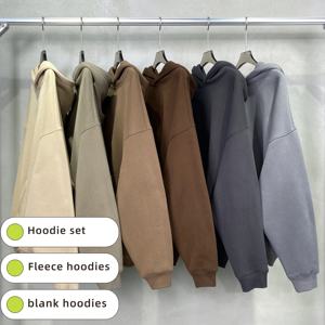 ผู้ผลิตขายส่งเสื้อฮู้ดดี้ผ้าฟลีซหนาน้ำหนักมากสำหรับผู้ชายและผู้หญิง คุณภาพสูง ไซส์ใหญ่ แบบเรียบ ไม่มีลาย สามารถสั่งทำแบบ DTG/DTF ได้ - Product Image 1
