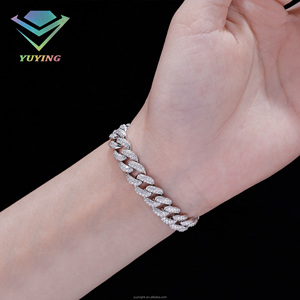 Fashion Hip Hop Jewelry 925 Silver 10MM 2rows Cuban Link Chain Luxury GRA Certificate Iced Out VVS D Color Moissanite <b>Bracelets</b> - Product Image 6
