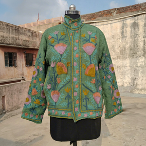 Nueva Chaqueta de Algodón Corta con Bordado Suzani Hecho a Mano para Otoño/Invierno/Primavera, Ropa de Mujer, Cuello Mandarín, ODM - Product Image 1