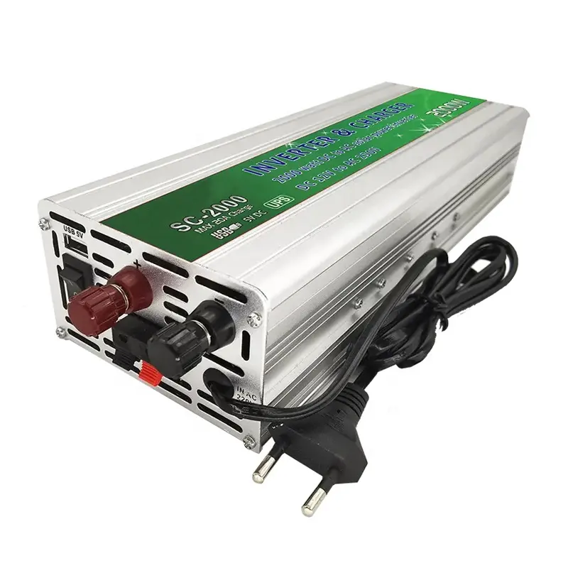 स्वचालित डीसी 12 वी से एसी 110 वी 220v और 1kw 2kw 3kw संशोधित साइन वेव पावर इन्वर्टर ऑफ ग्रिड सौर बैटरी चार्जर और अप के साथ