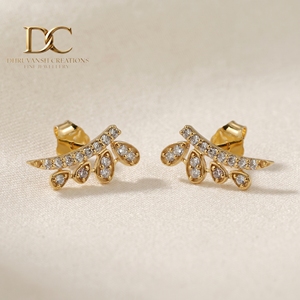 Dernières boucles d'oreilles élégantes en or jaune massif 14 carats avec diamants de laboratoire certifiés IGI, taille brillant, bijoux fins pour femmes - Product Image 3
