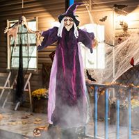 Nicro vente chaude Latex sorcière fantôme avec chapeau pendentif suspendu maison hantée horreur brillant cheveux longs décorations d'halloween