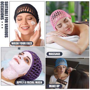 SOLPOP <span class=keywords><strong>Filet</strong></span> à <span class=keywords><strong>cheveux</strong></span> en maille crochetée en rayonne, bonnet snood épais et court pour femme, couvre-chignon, ornement pour dormir - Product Image 6