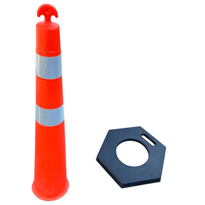 Дорожный столбик из ПЭ, светоотражающий, 110 см, красно-белый, 10 см, сигнальный столбик - Product Image 3