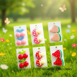 Ensemble de pinces à cheveux en forme de fruits avec motif cerise et pastèque pour enfants et filles, 1200 pièces par boîte - Product Image 3