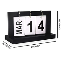 Calendrier de bureau réutilisable, peint, vintage, personnalisable, décoratif, en bois noir, calendrier perpétuel