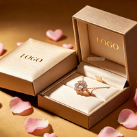 Caja de Joyería de Cartón Premium con Logotipo Personalizado para el Día de San Valentín, Caja de Regalo de Lujo con Tapa Abatible y Recubrimiento UV