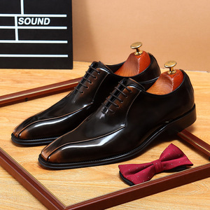 Zapatos de hombre de lujo y a la moda con cordones, combinación de colores azul y marrón, diseño de zapatos Oxford de estilo italiano. - Product Image 5