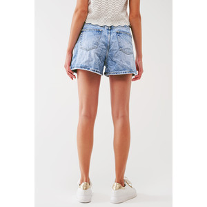 Short en jean délavé bleu clair - Product Image 1