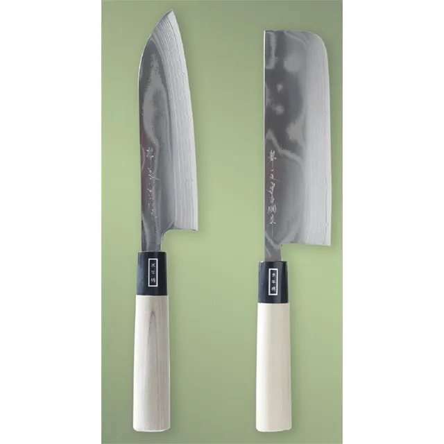 Japanese handmade chef kitchen knives made of steel Damascus design