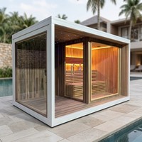 Sauna et douche extérieurs modulaires intégrés à montage facile, cabine de bien-être intelligente pour 3 personnes avec chauffage