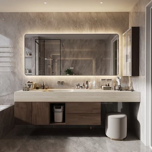BALOM High End Bathroom Cabinet Custom Wood MDF Plywood Melamine Modular Vanity with Smart Mirror Ready to Assemble OEM - Product Image 1