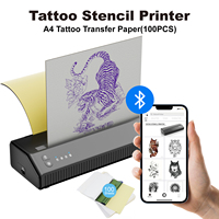 MHT-P8008 mesin Transfer perlengkapan tato profesional pencetak stensil tato nirkabel portabel nirkabel gigi biru