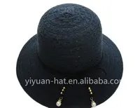 تصميم جديد سعر المصنع نسيج القطن الدانتيل السيدات دلو القبعات واسعة حافة قبعة للشاطئ مع شريط من الخرز