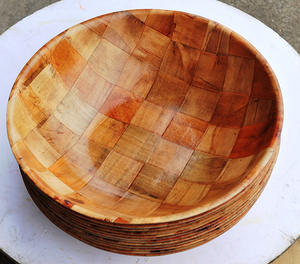 Tazón para Ensalada de Madera Natural de 35 cm (14 Pulgadas), Tejido en Cuero, Ecológico, Hecho a Mano, Pulido, Novedoso, para Hogar, Hotel, Restaurante, Bodas y Fiestas - Product Image 5