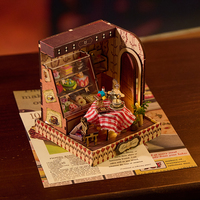 IIECREATE Maison en bois 3D pour adultes, puzzle miniature, artisanat en bois, modèle de bricolage, ensemble de jouets, échelle 1:24, écologique, fait à la main