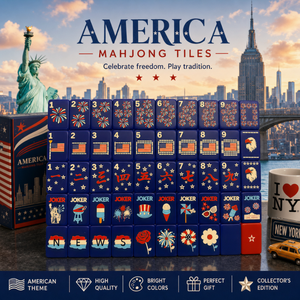 Set Mahjong Americano con Tessere Acriliche Rosse a Triplo Strato da 1,42 Pollici, Tema Giorno dell'Indipendenza USA, Incisione Laser e Stampa UV, da Collezione - Product Image 6
