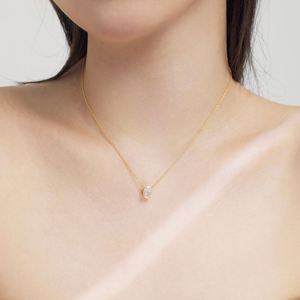 Dylam Charm Classic 925 Sterling Silver Link <b>Chain</b> Solitaire Oval 8A Crushed <b>Iced</b> Cut Zirconia Pendant Necklaces for Women - Product Image 4