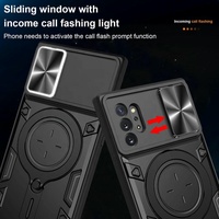 Étui de téléphone portable à fenêtre coulissante pour Samsung Note 10 Plus 4G armure de protection robuste de qualité militaire couverture arrière antichoc noir