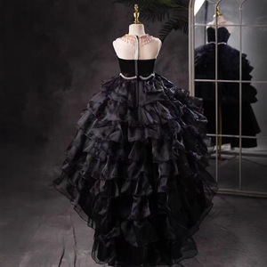 Robe de Soirée Formelle en Lin à Col Rond pour Filles, Robe de Cérémonie pour Enfants Plus Âgés, Robe de Performance sur Défilé, Robe d'Anniversaire avec Ceinture Perlée - Product Image 4