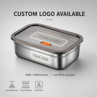 Boîte de conservation sous vide en acier inoxydable 304 avec couvercle en plastique compatible micro-ondes |   Boîte à lunch hermétique pour la préparation des repas (3-6L) pour le réfrigérateur