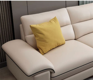 Moderno lujo nórdico sala de estar muebles de madera maciza en forma de L de cuero sofá seccional conjunto - Product Image 4