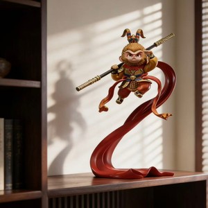 Figura Personalizable de Sun Wukong en Cobre BZY, Decoración para el Hogar y la Oficina, Regalo Comercial y Festivo, con Bastón Dorado - Product Image 2