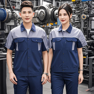 Mono media de algodón de manga personalizable, uniforme de seguridad transpirable de alta calidad para ropa de trabajo mecánica de verano - Product Image 2