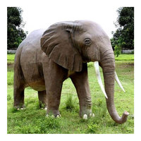 Décoration de parc d'attractions Accessoires pour animaux Artificiel Réaliste Taille réelle Sculpture d'éléphant en fibre de verre