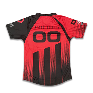 Camiseta de rugby personalizada con estampado de sublimación, camiseta de rugby deportiva negra y roja - Product Image 3