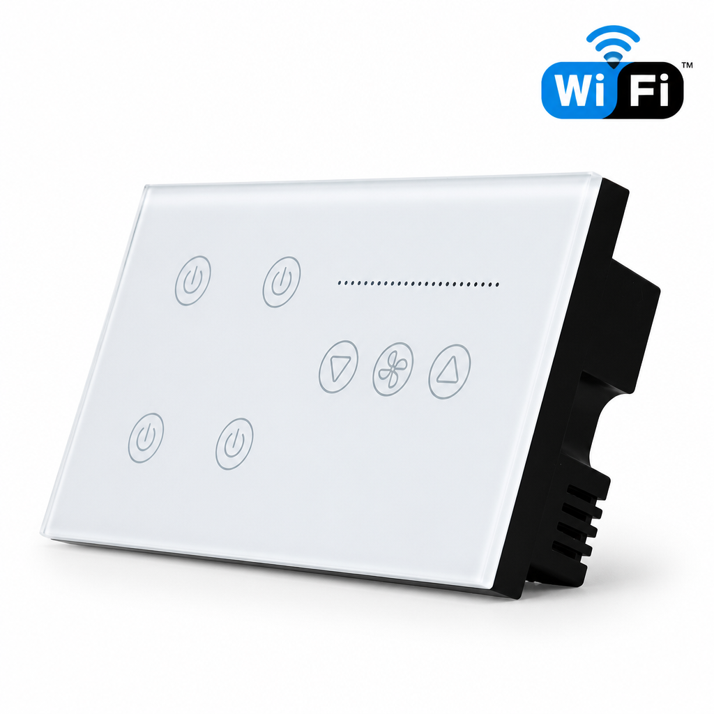 147*86mm WiFi Smart Touch Wall Switch 4 Gang Light & Fan Speed Control Power Monitoring Child Lock Pakistan/Middle East · image 1