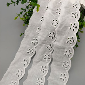 Encaje de Algodón Blanco ERKOUMI con Ojales, Adorno de Encaje Calado de Cinco Pétalos con Borde Festoneado para Vestidos de Niña, Accesorios para el Cabello, Manualidades DIY - Product Image 2