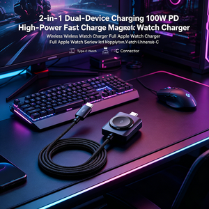 Cable de Carga Rápida 2 en 1 Tipo C PD de 100 W, Cargador Inalámbrico Magnético para Relojes IOS Serie Ultra <span class=keywords><strong>SE</strong></span>, Trenzado de Nailon - Product Image 5