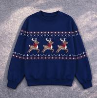 Pull de Noël assorti pour la famille, motif renne jacquard personnalisé, col rond, longueur longue, sweat-shirts et pulls à capuche pour hommes